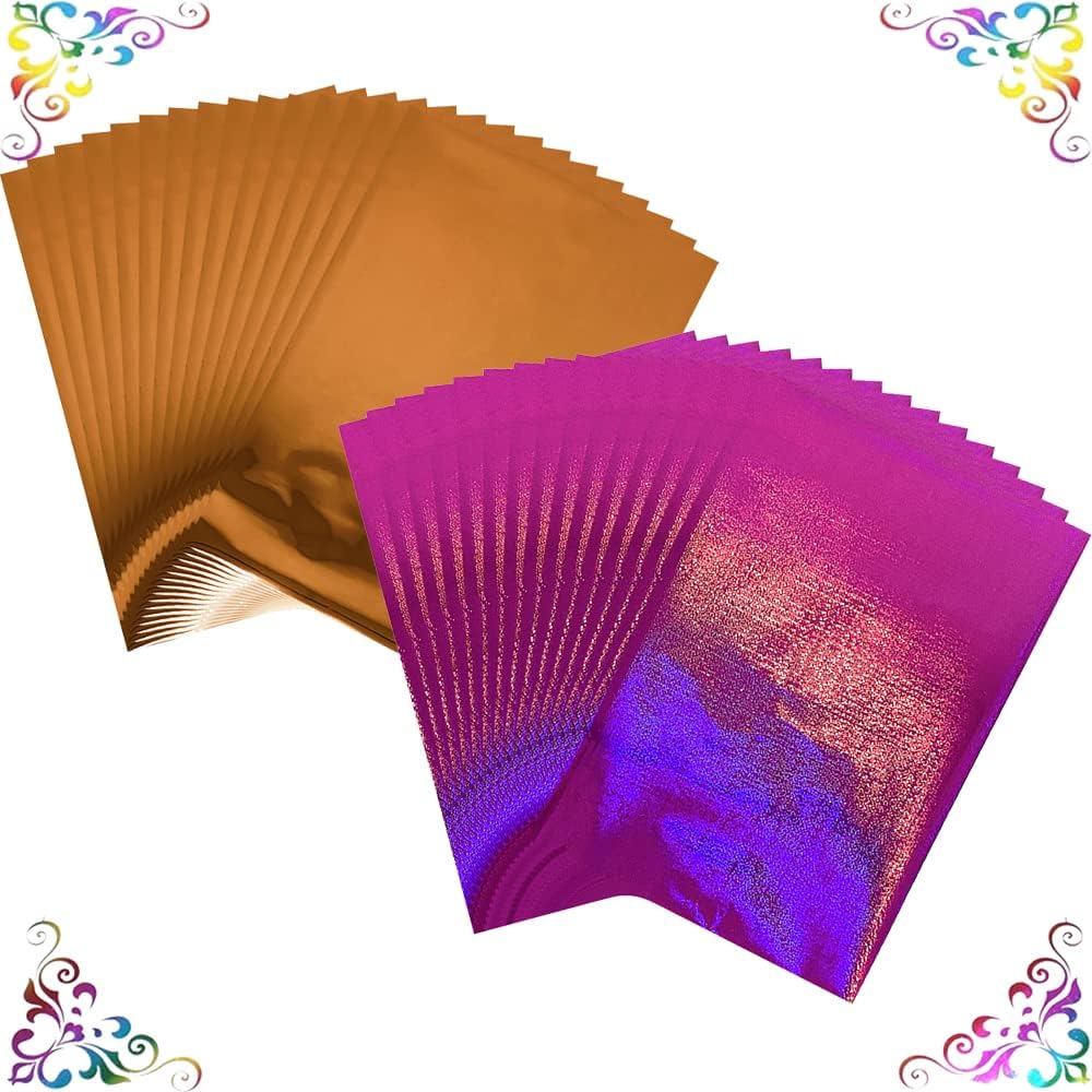 100PCS Toner Reactive Foil for Card Making 11.4x7.9inch Transfer Foil Paper for Circut Foil Transfer Foil Roll Toner Reactive Foil Foil by Laser Printer&Laminator Embossed Metallic Foil Paper Sheets