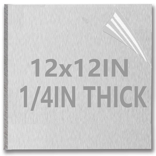 1/4Inch Thick Aluminum Sheets & Plates, 12” x 12”Heavy Duty Aluminum Plates with Protective Film, 6061 Flat Plain Panel Plate Solid Metal Sheet Plate for Crafting Structural Framing Base Plate