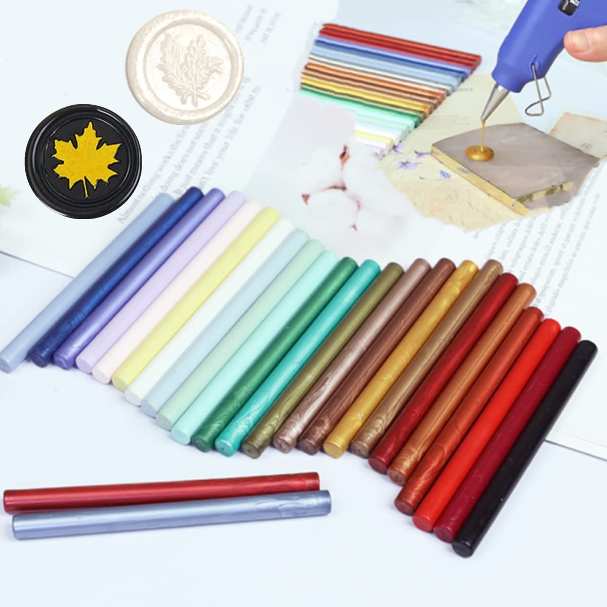 Black Wax Sealing Sticks, ONWINPOR 10pcs Glue Gun Waxs Seal Stick for Waxing Seals Stamp, Melting Waxsealsticks for 0.43'' Glue Gun Waxsealingsticks (Black)
