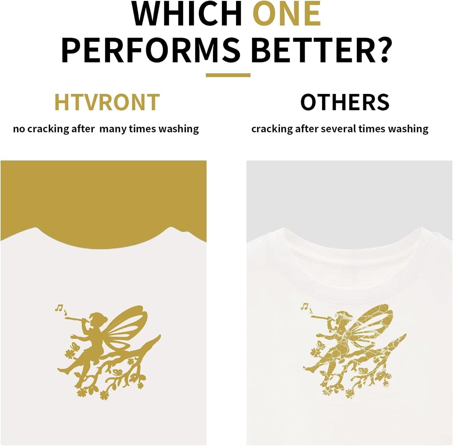 HTVRONT Gold HTV Heat Transfer Vinyl Bundle: 24 Pack 12"x12" Iron on Vinyl Sheets for T-Shirt (1 PTFE Sheet Included), Gold PU HTV Vinyl Easy to Cut & Weed for Heat Design