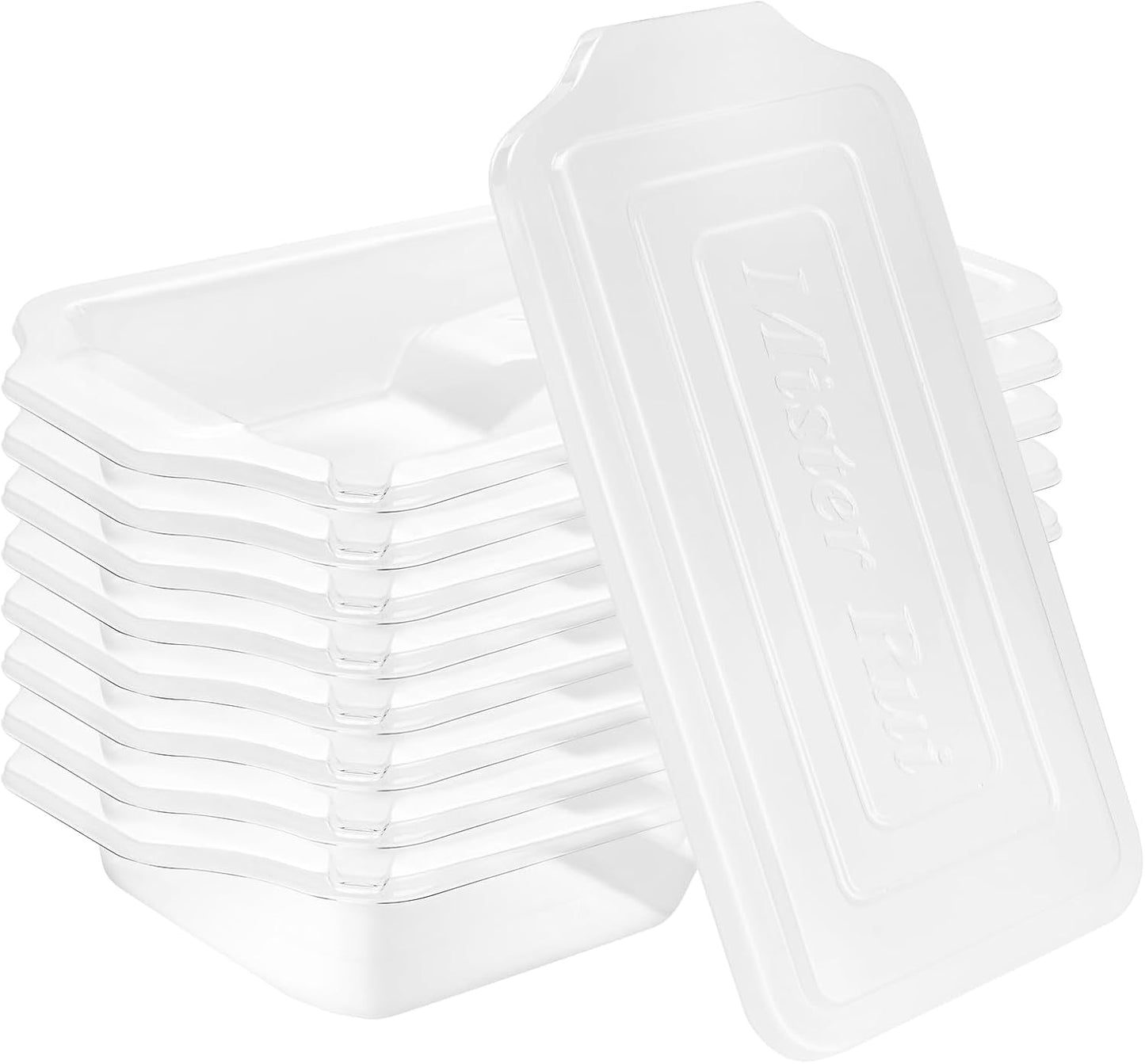 Mister Rui 4 Inch Paint Tray Liners 8-Pack with Lid - Reusable, Solvent-Proof Plastic Roller Tray Refills for Leak-Free Painting, Fits Mister Rui Red Trays