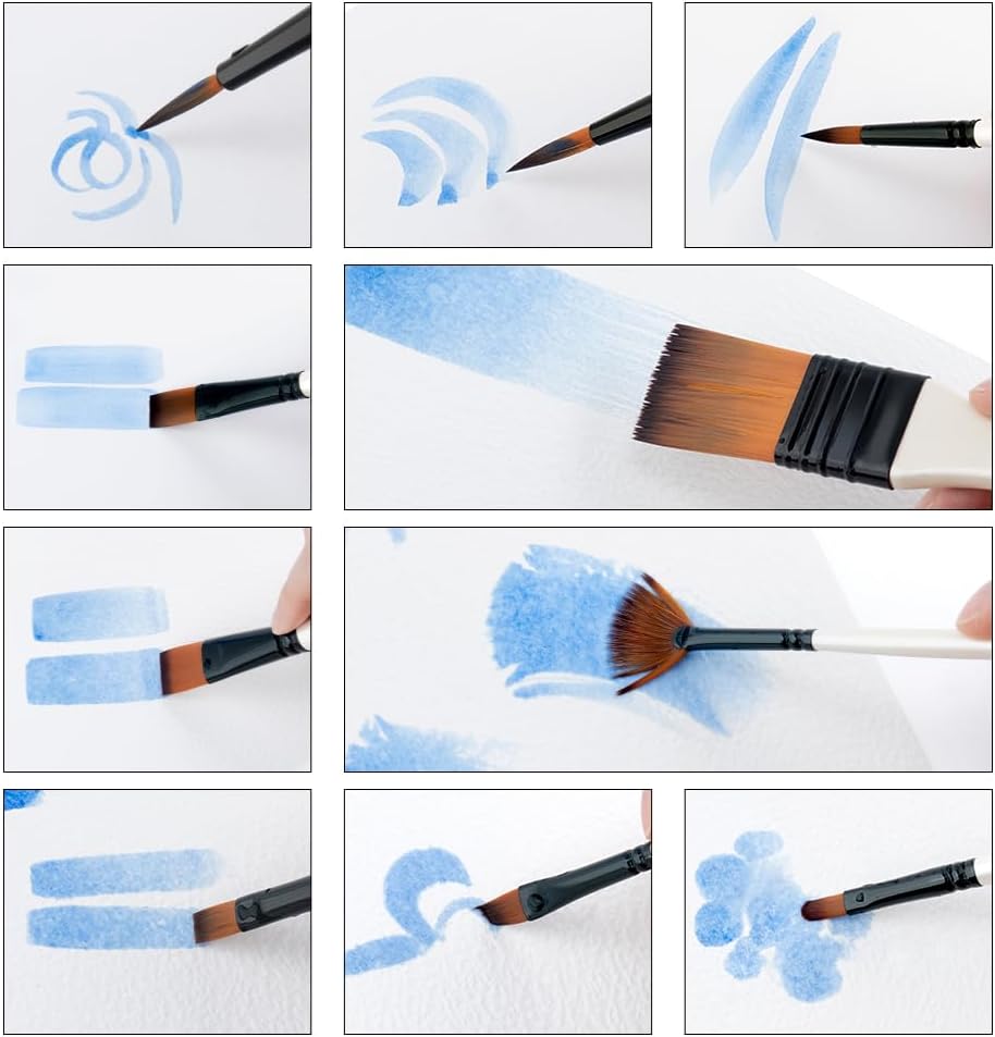 Transon Paint Brush Kit 10pcs Art Brushes and 1 Paint Spatula with Brush Case