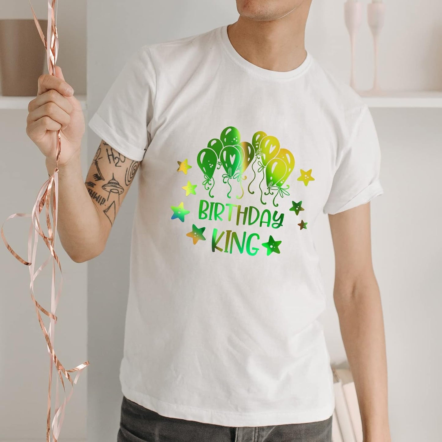 VINYL FROG Holographic HTV Vinyl Roll 12" x5ft Green Metallic Heat Transfer Vinyl Iron on Vinyl Easy to Cut & Weed DIY Heat Press Design for T-Shirts