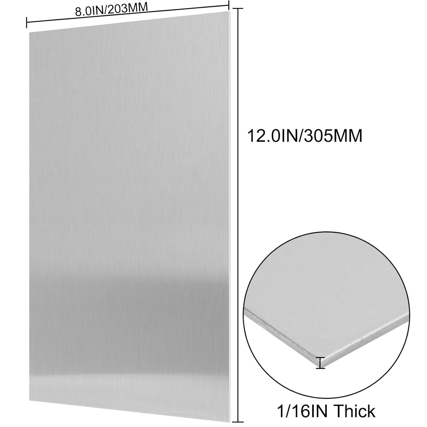 430 Stainless Steel Sheet Metal 8" x 12" x 1/16" Inch Metal Plates for Magnetic Mount Board Wall 16GA(1.70MM) 430 Stainless Steel Shim Stock Plates Metal Sheets for Crafting, Kitchen, Office
