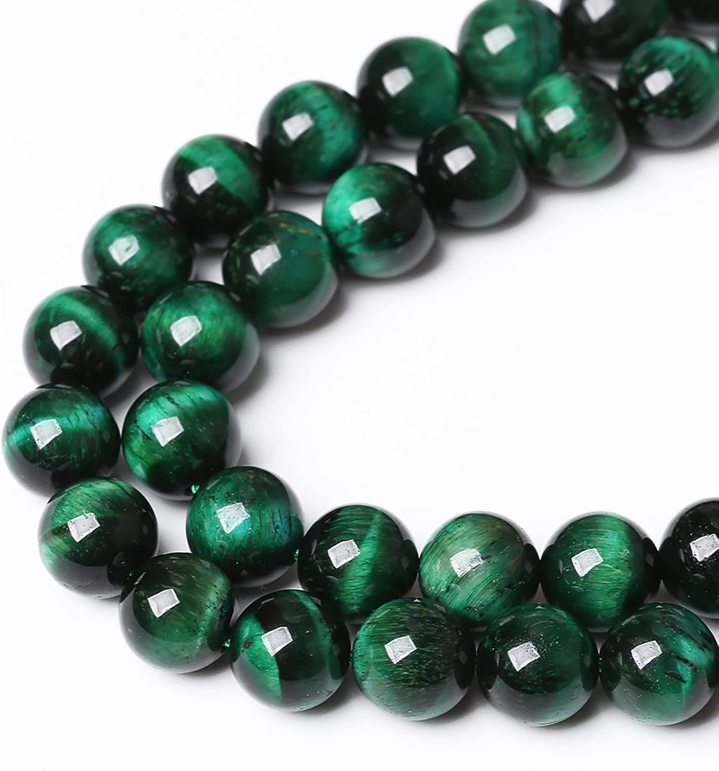 38PCS 10mm Top AAA Green Tiger Eye Beads Natural Stone Round Loose Beads for Jewelry Making DIY Bracelet,Necklace, Earrings 15" Inch