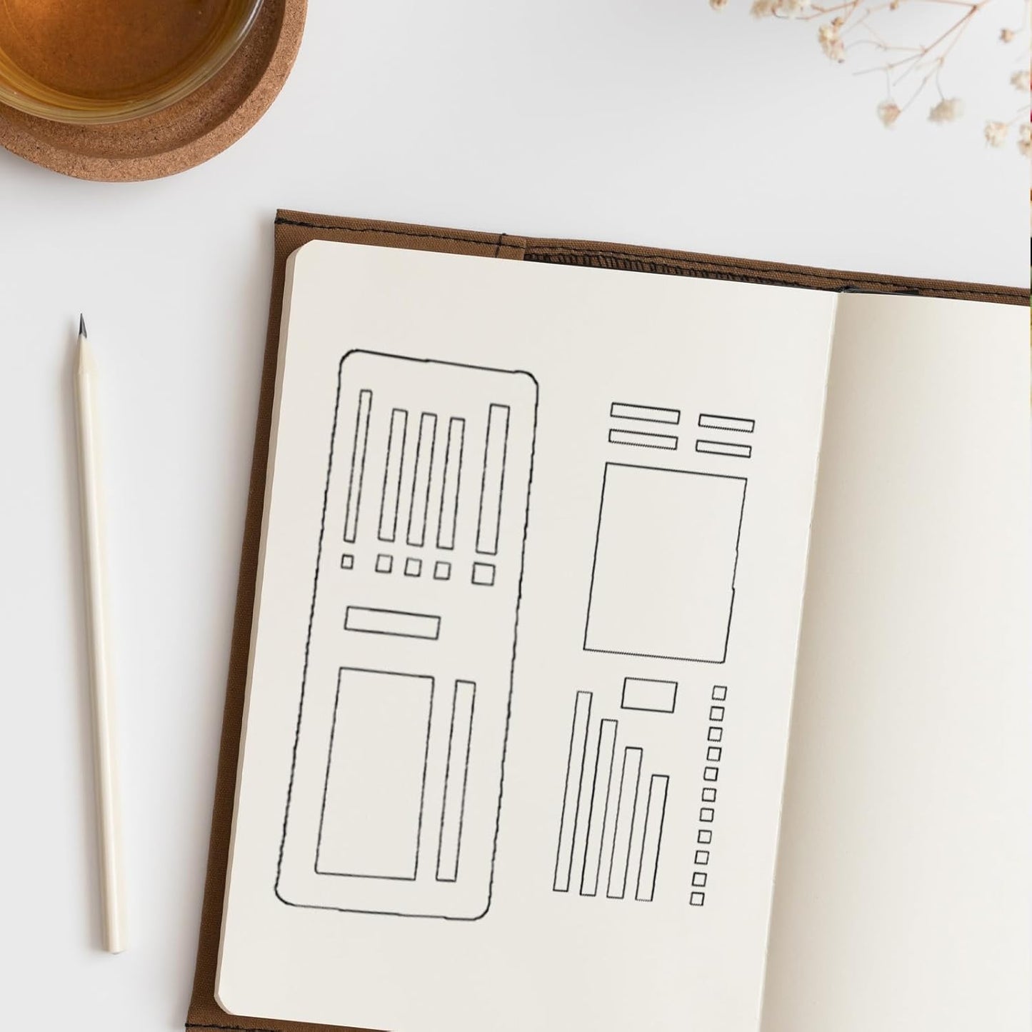 9 Pack Handmade Flexible Planner Stencils, Reusable Templates for Journals, Calendars & Daily Planning, Checklists, Lines & Boxes, Compatible with Rings, Discs, Coils