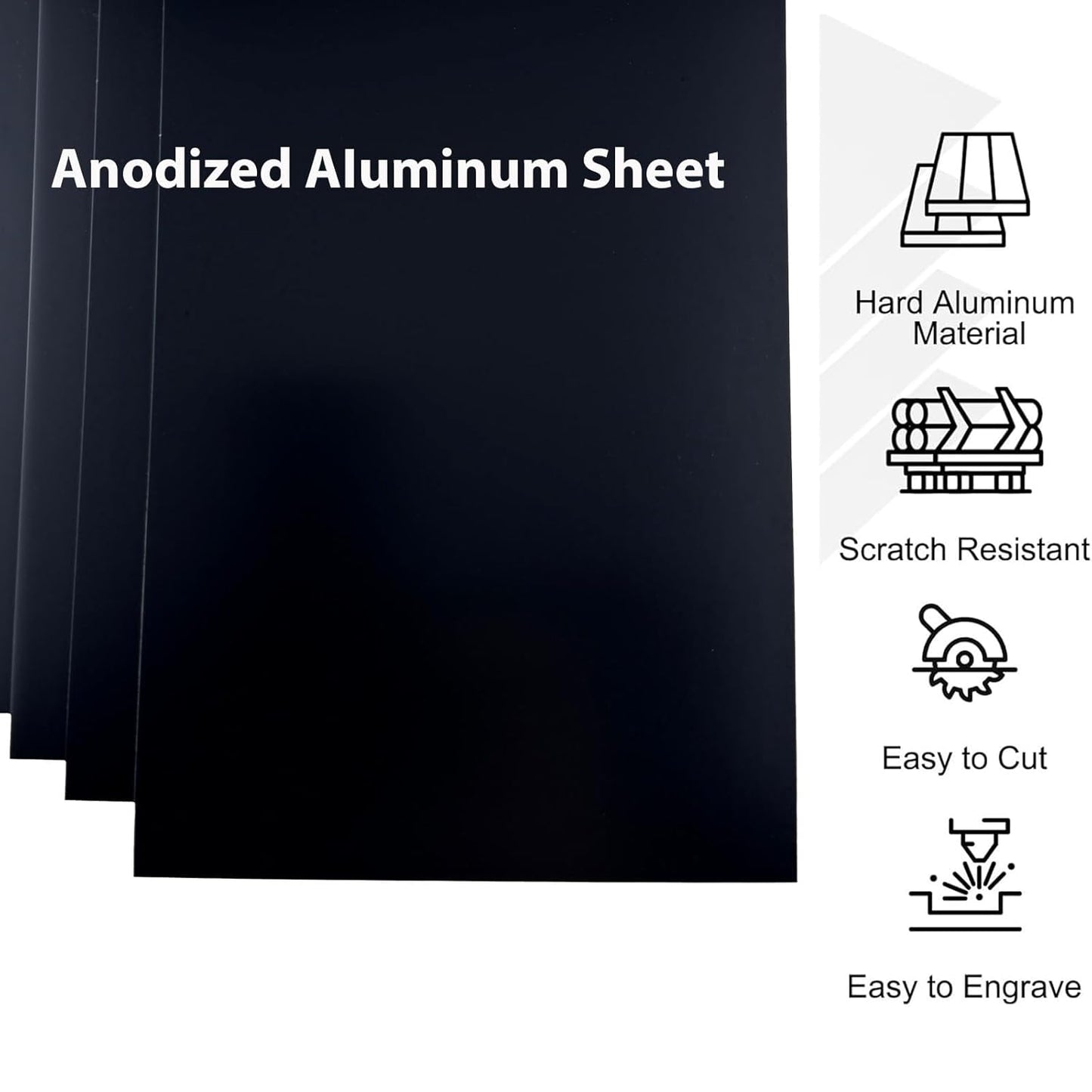 6Pcs Black Anodized Aluminum Sheet 5" x 7" x 1/32" (0.8mm) Corrosion-Resistant Metal Plates for Laser Engraving, DIY Crafting, Sign Making, Home Decor