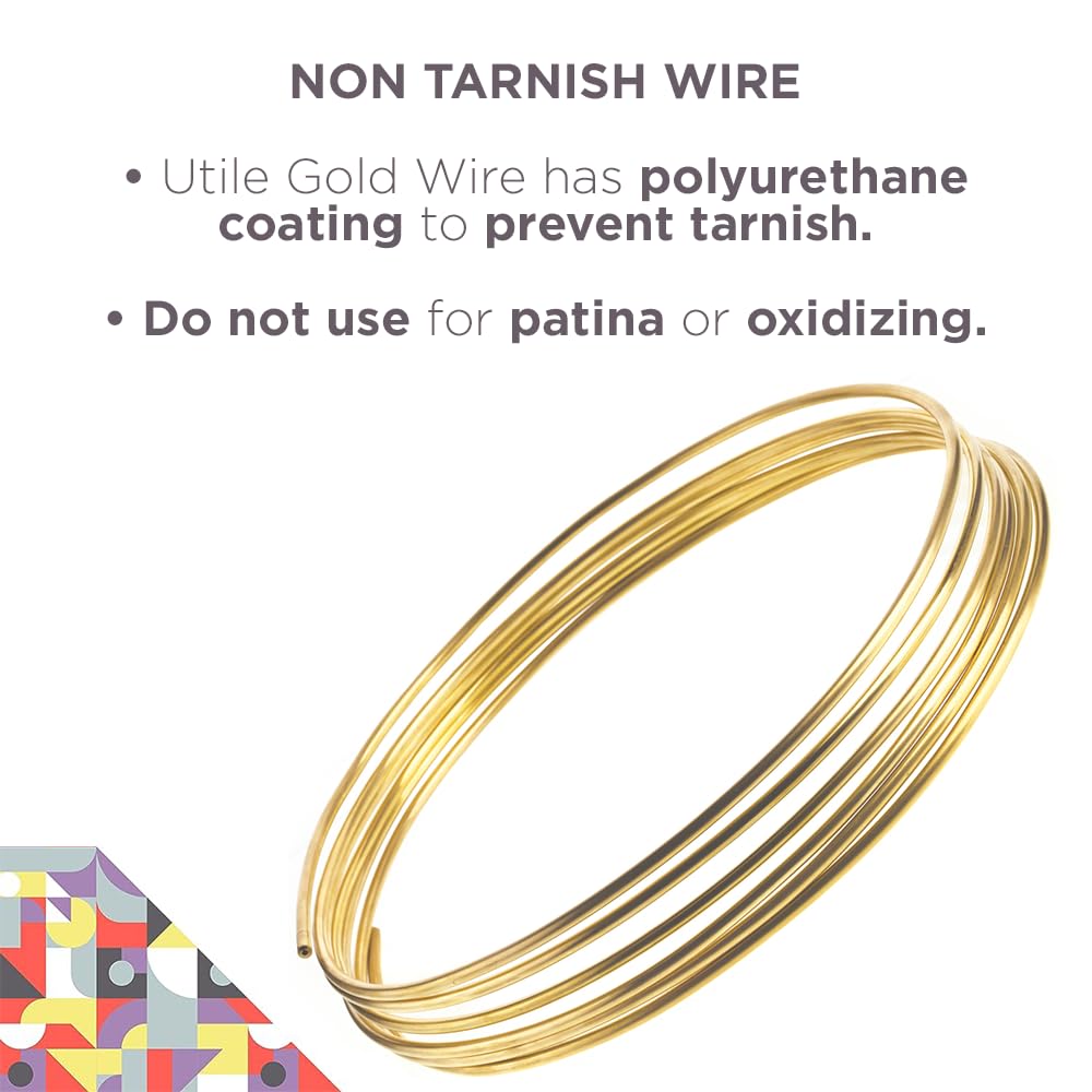 UTILE Armature Aluminum Wire 100 ft 15 Gauge 1.8 mm Anodized Craft Bendable Wire – Sculpting Metal Gold for Bonsai Trees, Clay, Crafts, Plants, Gardening, Beading and Jewelry Making (Gold)