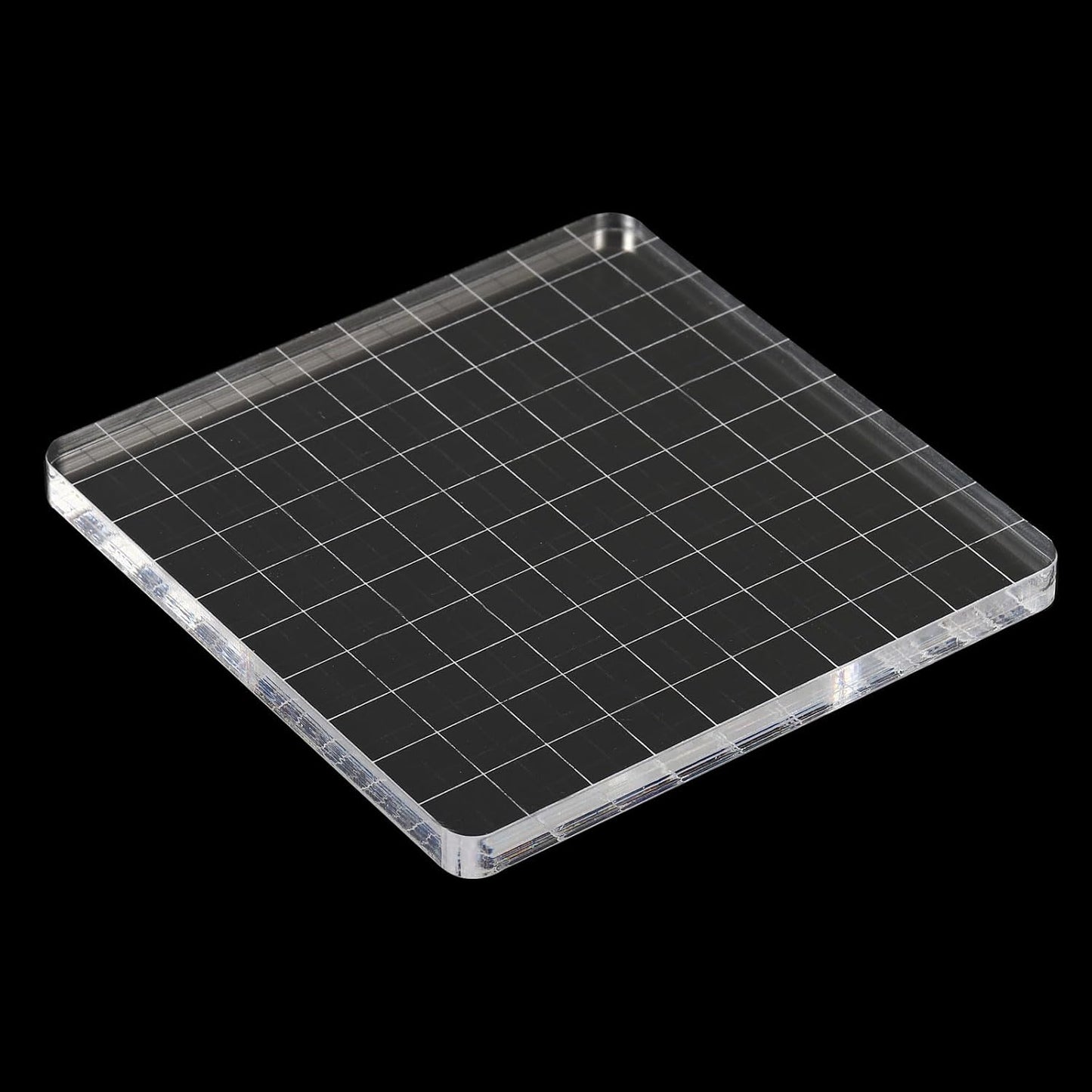 PATIKIL 4" x 4" Acrylic Stamp Block, Clear Stamping Block with Grid Lines Decorative Mounting Blocks Square for Scrapbooking DIY Crafts Card Making