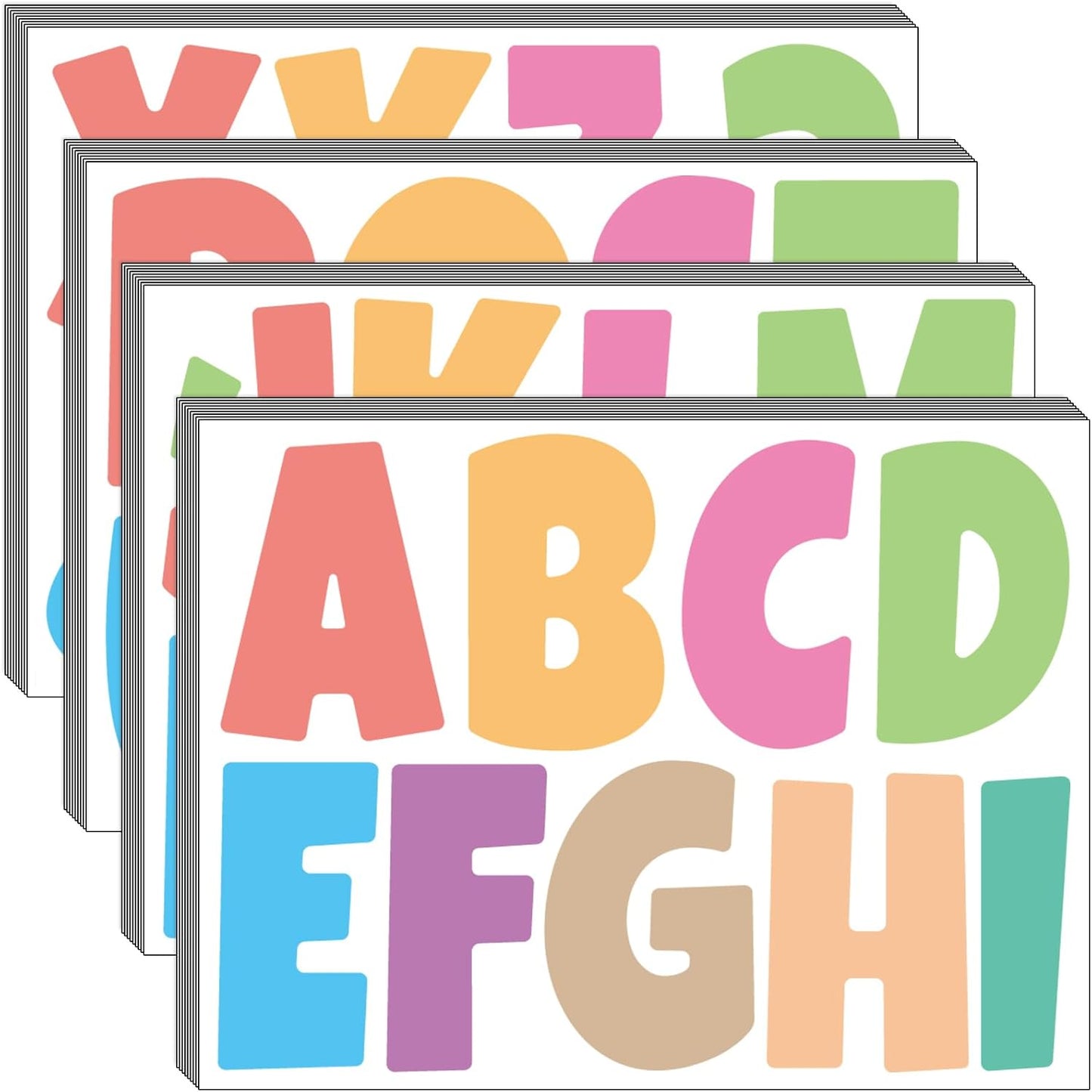 Bemeol Letter Stickers 351 Pieces 4 Inch Bulletin Board Letters Alphabet Cutout Letter for Bulletin Board Display Home Classroom School Decor(Colorful)