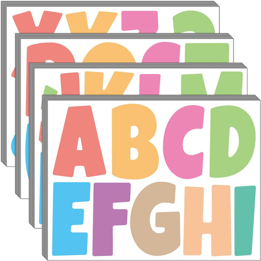 Bemeol Letter Stickers 351 Pieces 4 Inch Bulletin Board Letters Alphabet Cutout Letter for Bulletin Board Display Home Classroom School Decor(Colorful)