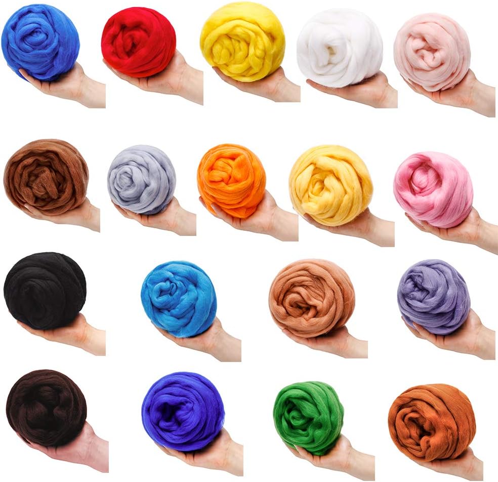 3.53oz Wool Roving Needle Felting Wool Pure Wool, Chunky Yarn, Spinning Wool Roving for Needle Felting Wet Felting DIY Hand Spinning (Meat Pink)