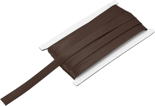 MECCANIXITY Double Fold Bias Tape for Sewing 5/8 Inch x 12 Yards Satin Pre-fold Continuous Binding Tape for Seaming Quilting Hemming Binding DIY Crafts, Dark Brown