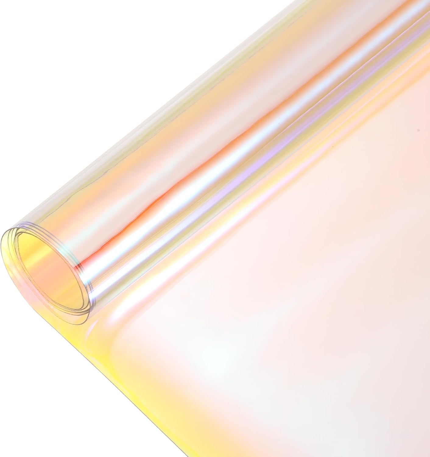 MECCANIXITY Holographic Clear PVC Vinyl Film Holographic PVC Fabric Waterproof Dichroic Film 12 x 48 Inch for Handbags Bows Earrings DIY Craft,Transparent