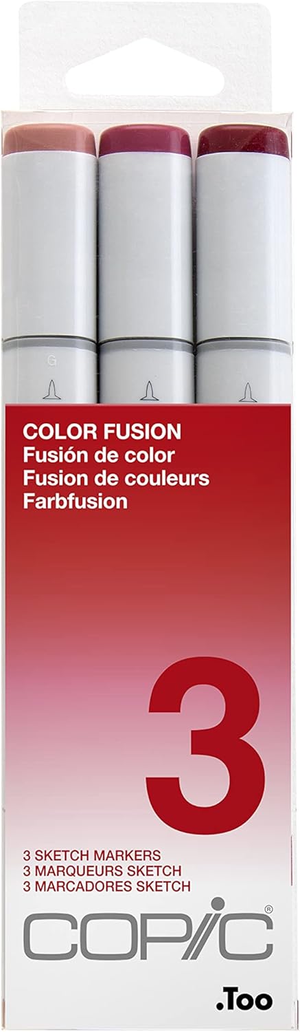 Copic Marker Sketch Color Fusion Markers, CSCF 3, 3-Pack, Red
