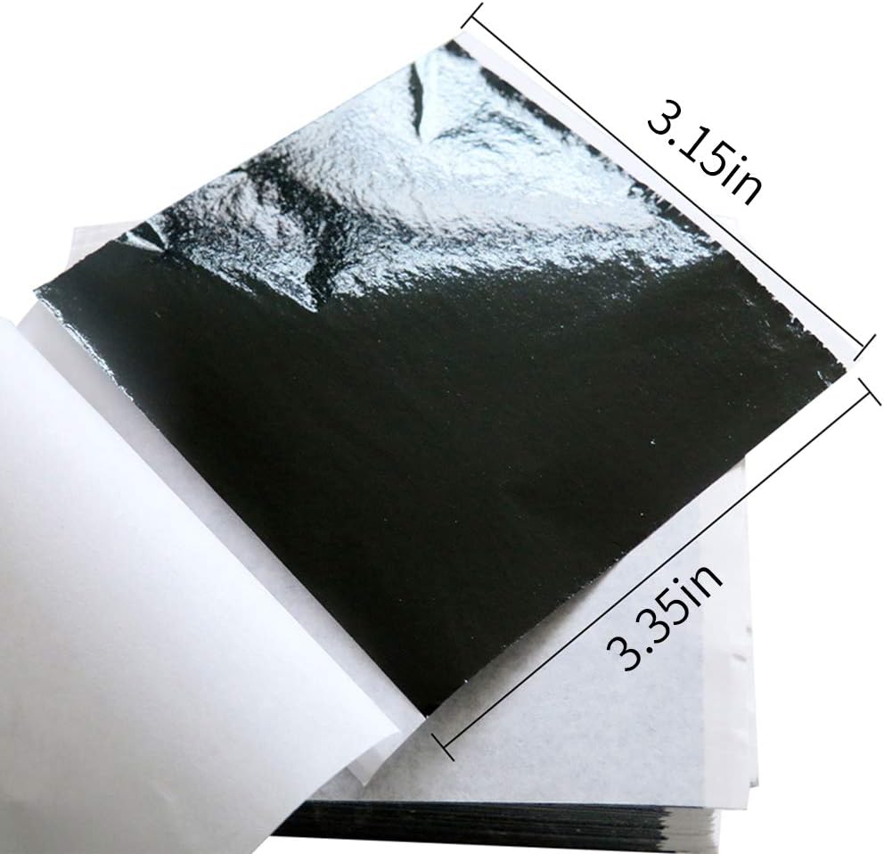 KINNO Gold Leaf Sheets, 300Pcs Black Gold Foil Sheets for Craft, Sculpture, Furniture, Arts Decoration, Gilding, Nails, Paintings, 3.15 by 3.35 Inches