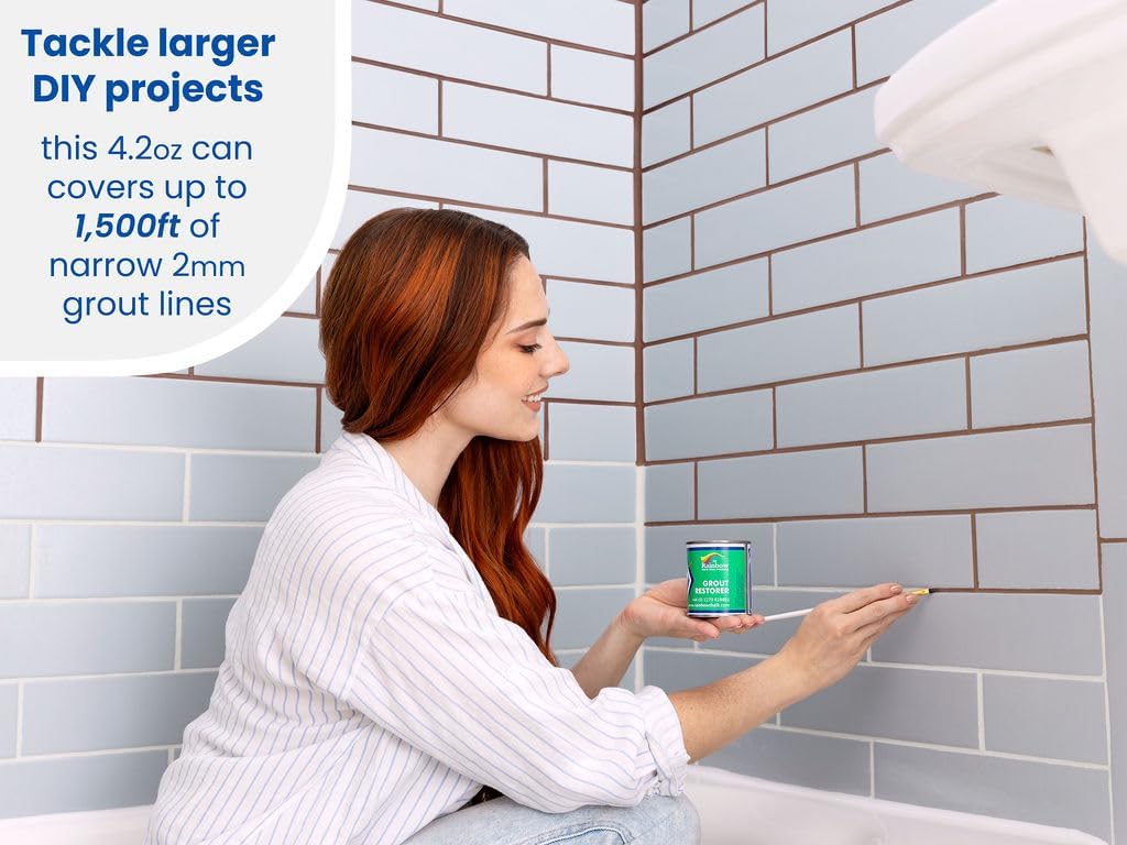 Grout Pen Brown Grout Paint: Waterproof Tile Paint Grout Refresh Restorer for Floor, Kitchen & Bathroom Shower Tiles - Brown - Can Size for Larger Projects - 125ml (4.2oz)