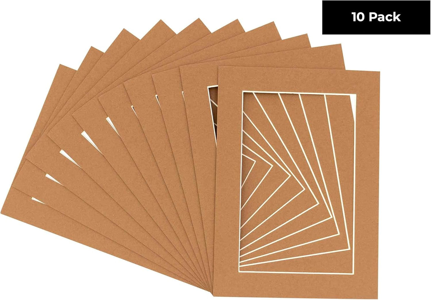 5.5x8.5 Mat for 8.5x11 Frame - Precut Mat Board Acid-Free Brown 5.5x8.5 Photo Matte for a 8.5x11 Picture Frame, Premium Matboard for Family Photos, Show Kits, Art, Picture Framing, Pack of 10 Mats