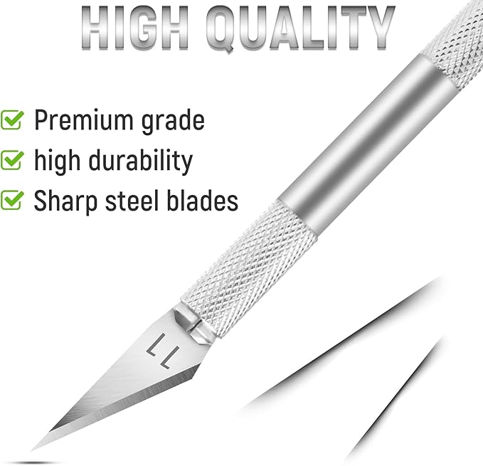 10 Pack Exacto Knife Set, Hobby Knife, SK-5 High Carbon Steel Craft Knife for Pumpkin Carving, DIY, Art, Cutting, Stencil