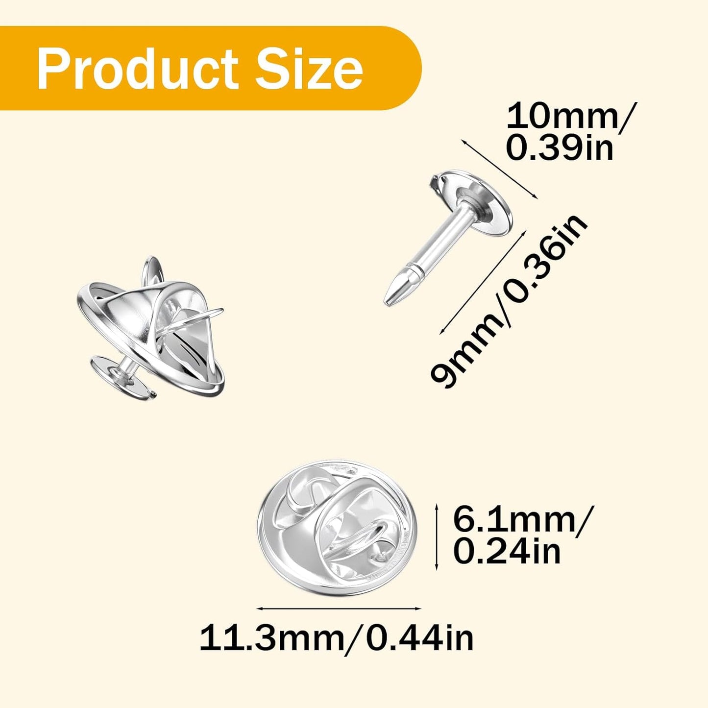 150 Sets Pin Backs Replacement Lapel Butterfly Clutch Pin Silver Butterfly Tie Tacks Metal Enamel Backing Replacement Jewelry Pins Backings Clasp Pins Keepers for Brooch for Craft Jewelry Making