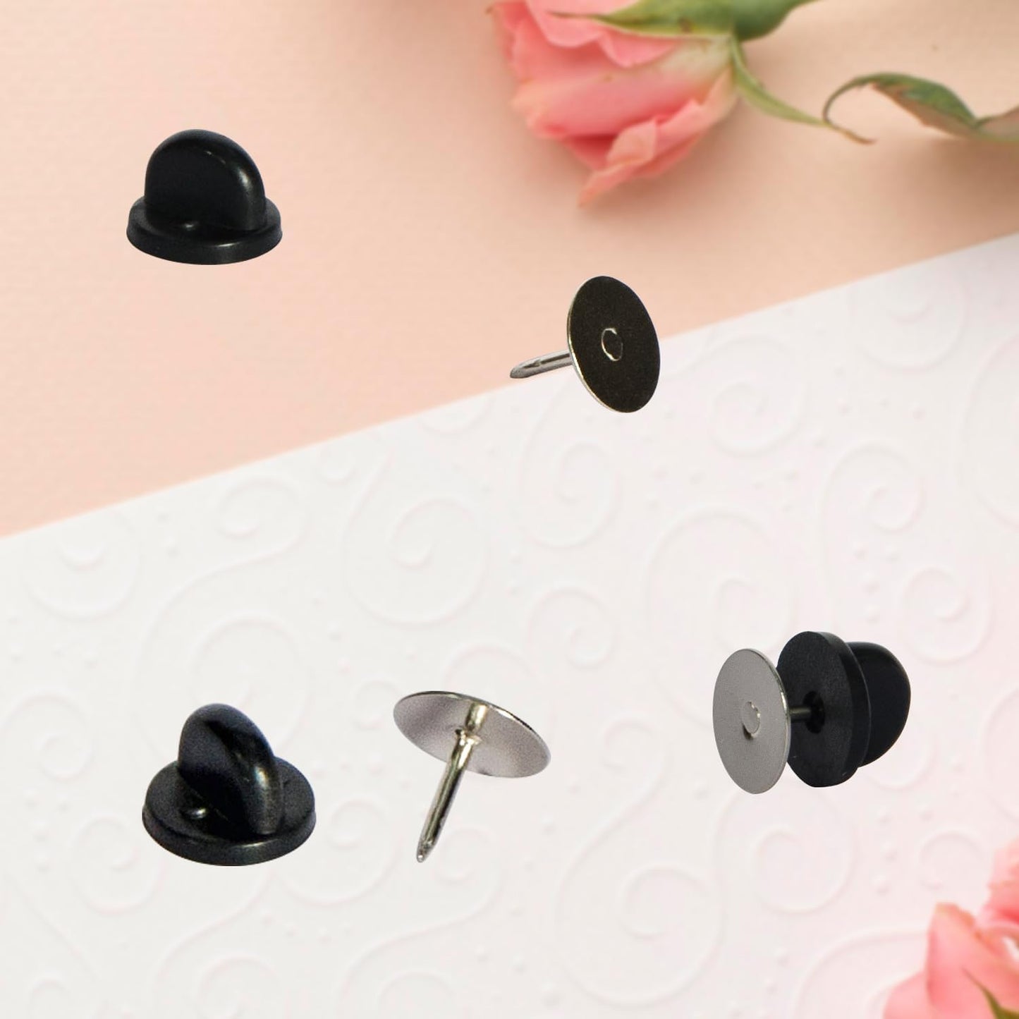 80 Pairs Rubber Pin Backs, 9mm×10mm Butterfly Clutch Backings, Craft Making Blank Pins Holder & Tie Tacks Keepers for Lapel Enamel Pins (80)