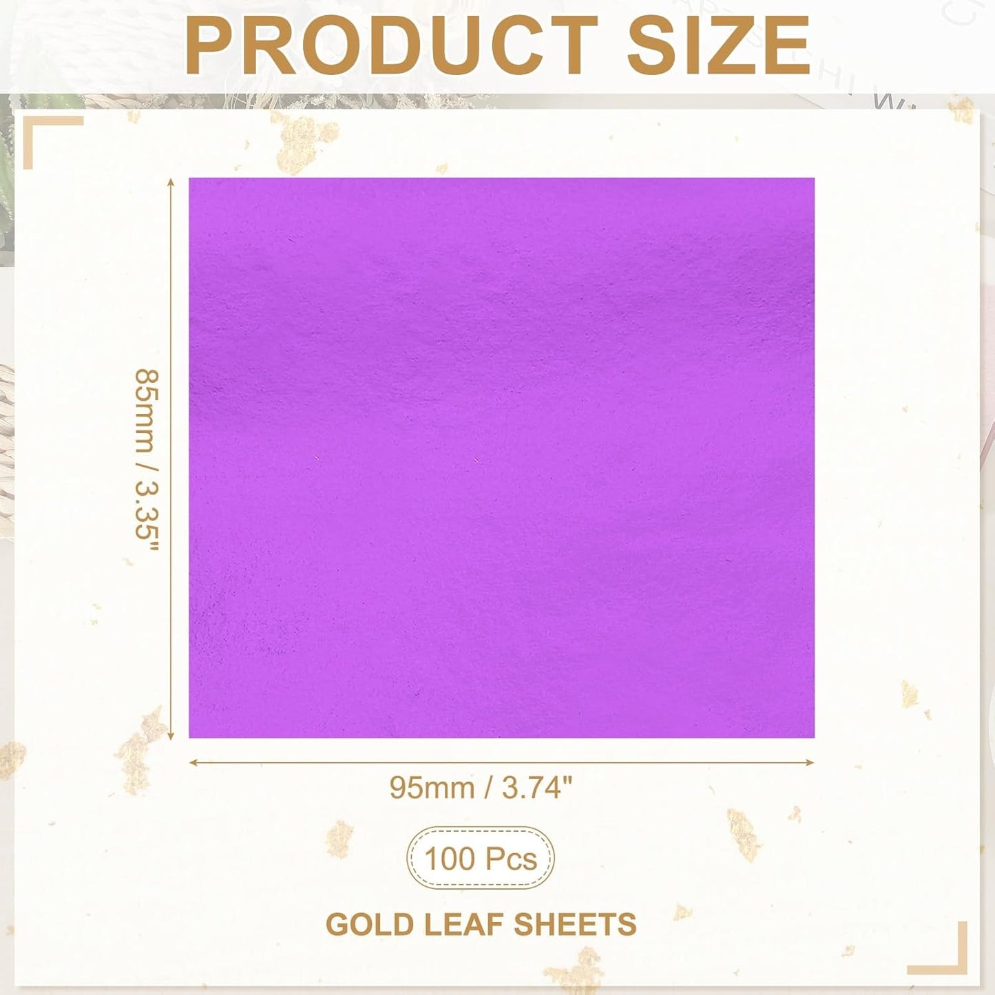 PATIKIL Gold Leaf Sheets for Art 3.7" x 3.4", 100 Pcs Gold Foil Sheet Metallic Leaf Papers for DIY Crafts Resin Furniture Nails Paintings Home Decoration, Pink Purple