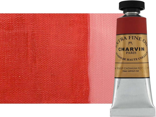 Charvin Extra Fine Oil Paint, Cadmium Red Deep 20 ml - Triple-Milled, Rich Texture, Poppy Oil-Based, Light-Fast, Handmade, Archival Quality