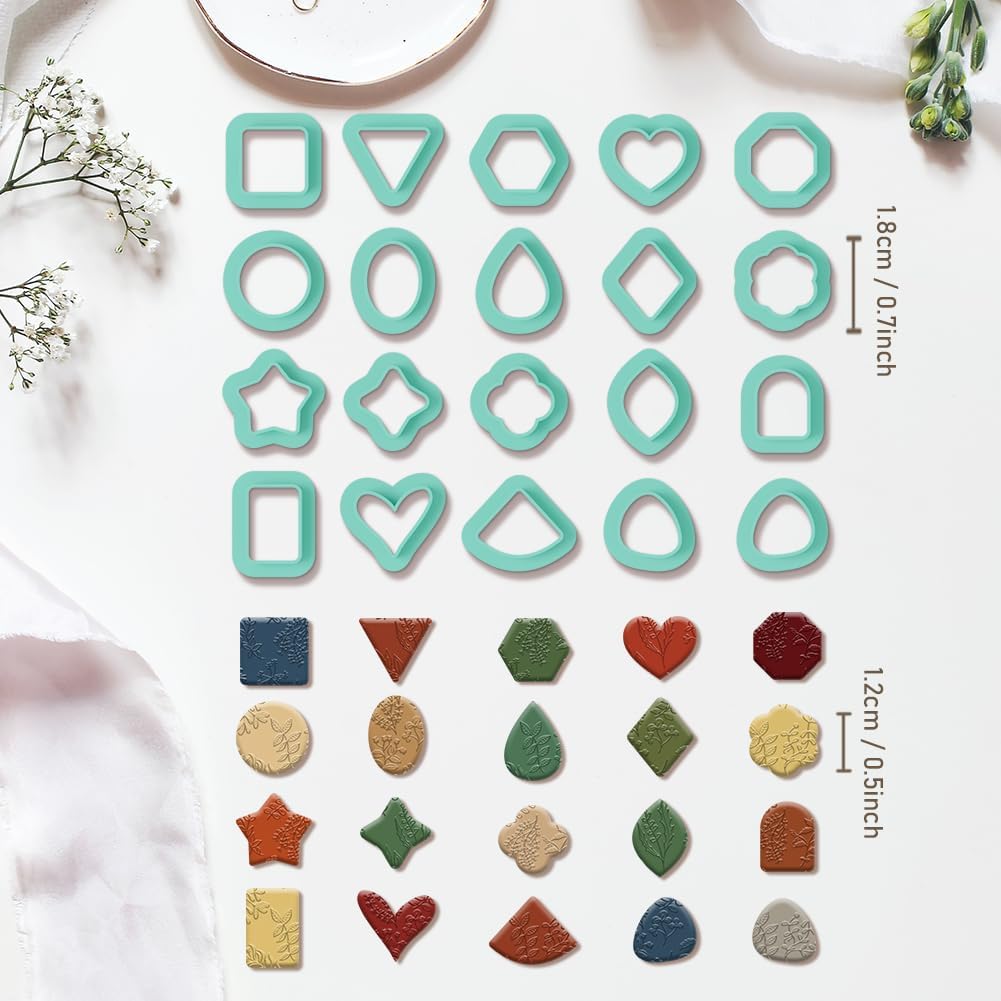 20pcs Basic Shape Geometric Clay Cutters, Polymer Clay Cutting Tools for Earrings Jewelry Making, Clay Jewelry Making Kit