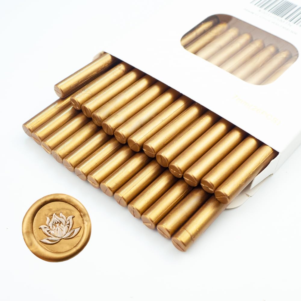 Wax Seal Stick, Ioggtser 26 PCS Mini Glue Gun Wax Seal Stick for Wax Seal Stamp, Sealing Wax Sticks for Wedding Invitations, Cards, Envelopes (Brown)
