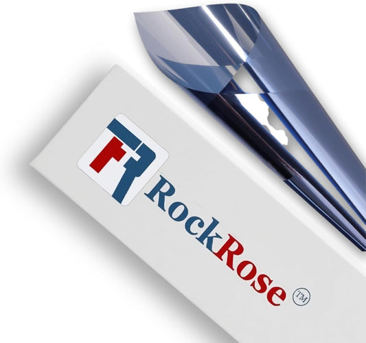 Rockrose Professional Window Tint for Home – One Way Privacy Window Film for Home Offices Heat Blocker Reflective Adhesive Mirror Tint with 99% UV Block – Blue-Silver 24in x 15FT