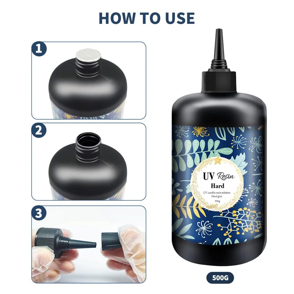 Crystal Clear Hard UV Resin Upgraded Formula Ultraviolet Fast Curing for Jewelry Making Craft Decoration, Hard Transparent Glue Solar Cure Sunlight Activated Resin (1000g)