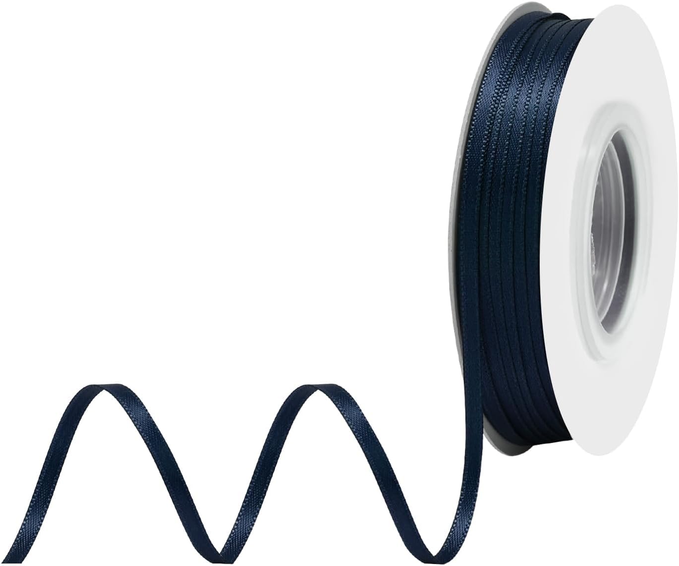 Navy Blue Satin Ribbon 1/8" X 50 Yards Solid Color Double Faced Ribbons Perfect for Crafts Wedding Decor Bow Making Arts Sewing and More