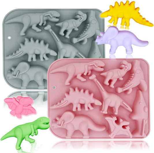 2 Pack 3D Ancient Dinosaur Silicone Molds 8 Cavity Dinosaur Themed Baking Mould Tray DIY Baking Tool for Chocolate Cake Dessert Candy Mousse Pastry Handmade Soap Cupcake Topper