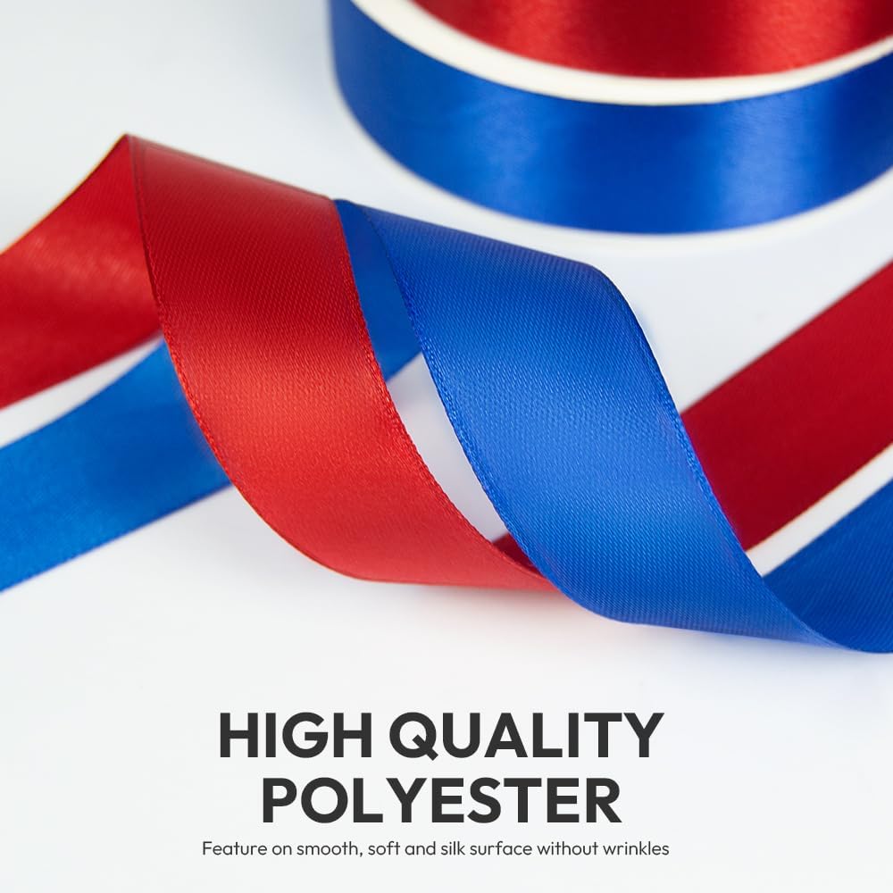 KMER LIFE 1 inch Wide x 50 Yards Royal Blue Single Faced Polyester Satin Ribbon, Royal Blue Satin Ribbon Perfect for Wedding Decor, Wreath, Crafts, Gift Wrapping & Other Projects (Royal Blue)