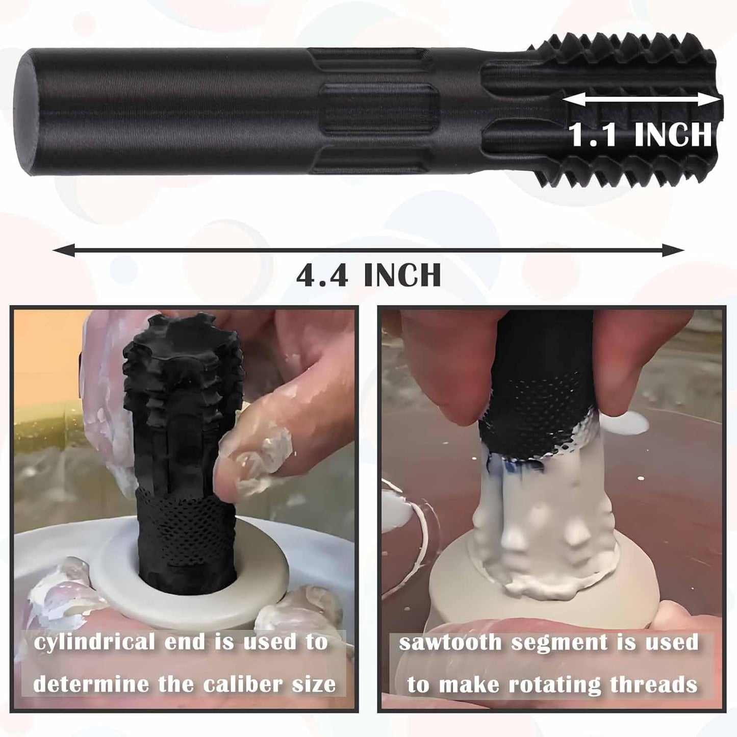 Pottery Clay Threading Making Kits, Clay Tap and Die Set for Jars and Lids Caps Thread (1 Inch Obsidian Black)