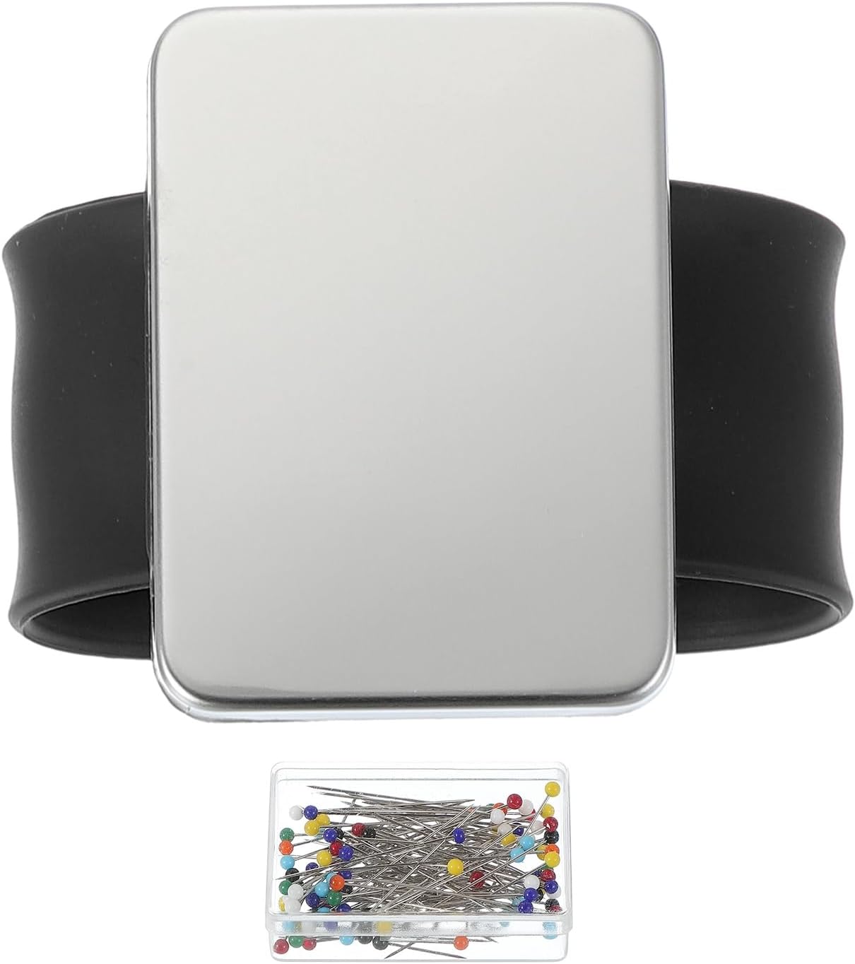 PATIKIL Magnetic Wrist Pin Cushions for Sewing, Magnetic Pin Cushion Magnetic Wrist Gel Band Holder Wristband Pincushion with Pins for Sewing Braiding Quilting Hair Clips, Black