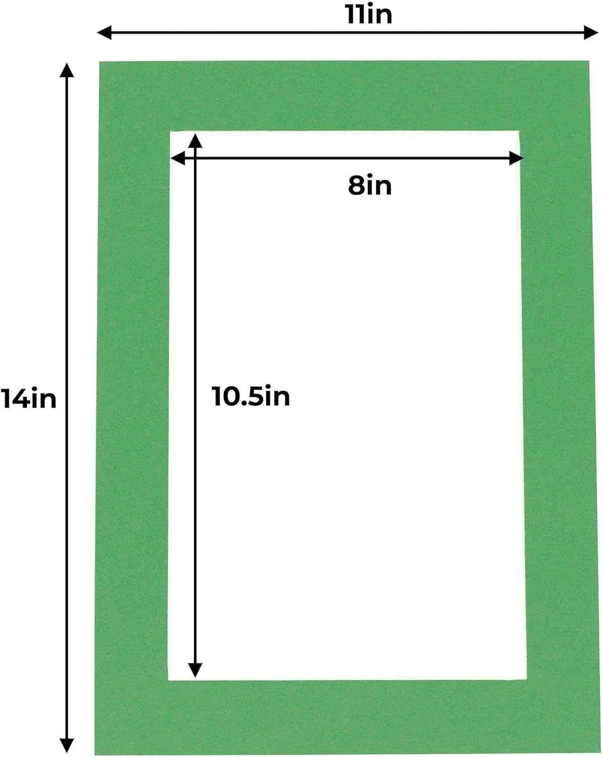 11x14 Mat for 8.5x11 Photo - Precut Bright Green Picture Matboard for Frames Measuring 11 x 14 Inches - Bevel Cut to Display Art 8.5 x 11 Inches - Acid Free ONE MAT with Backing Board & Clear Bag