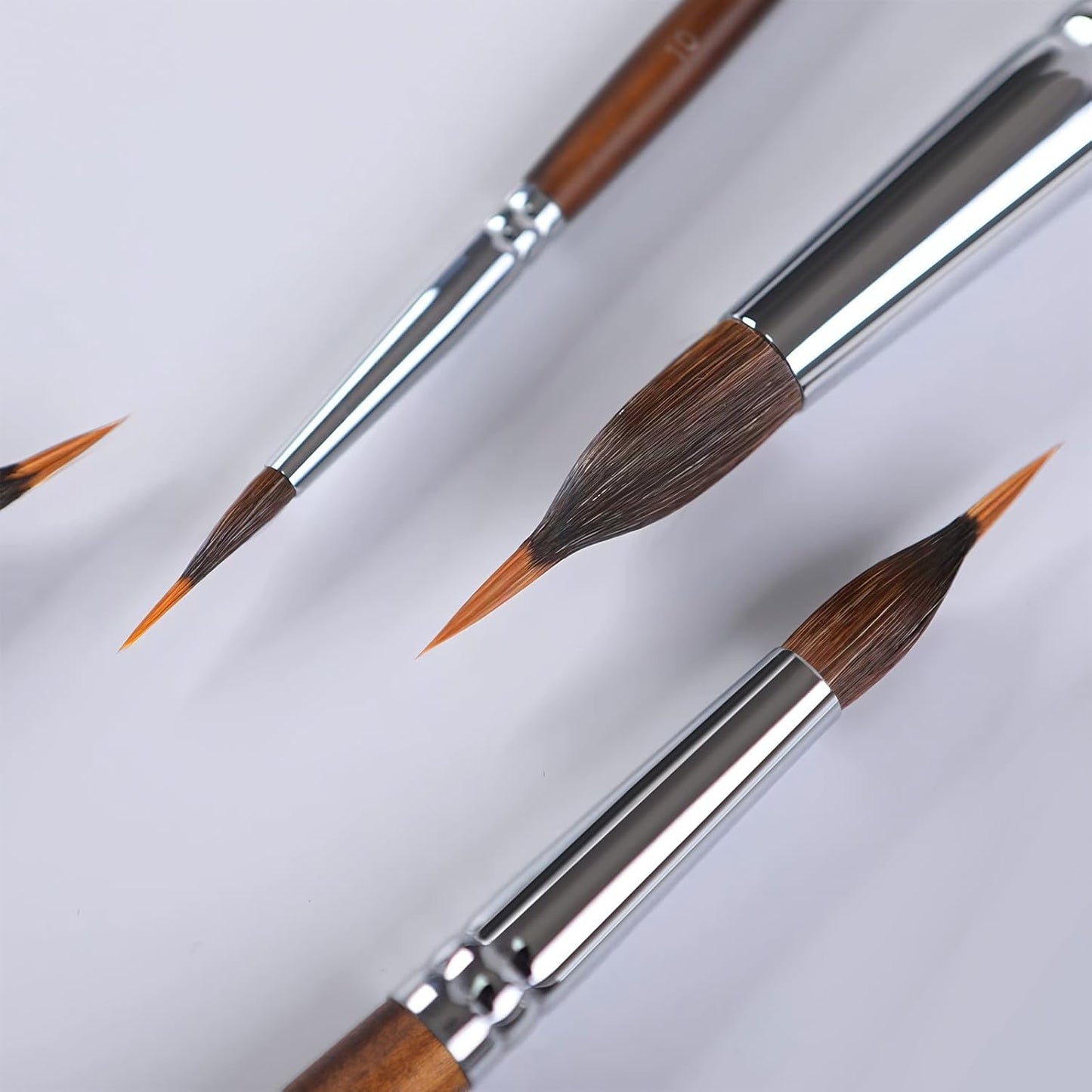 Watercolor Brushes Professional, Fuumuui 4Pcs Extended Needle Point Brushes Synthetic Extra Long Pinhead Brush with Sable Body for Fine Detailing - Watercolor Acrylic Gouache Inks Painting