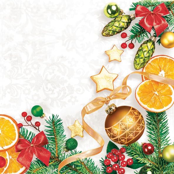 20-ct 13x13 Christmas Paper Decoupage Napkins, 3-Ply Servilletas Tissue Napkin for Dinner and Parties, Disposable Napkins (Cookie)