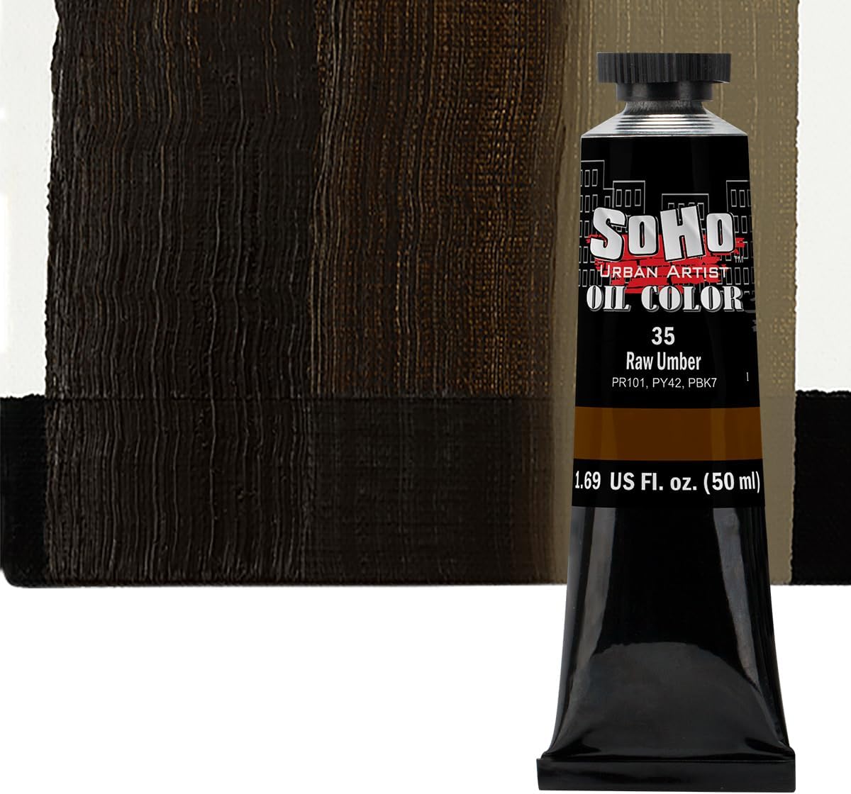 Soho Urban Artist Oil Paint - Raw Umber, 50 ml Tube - Best Valued Oil Colors for Painting, Excellent Pigment Load
