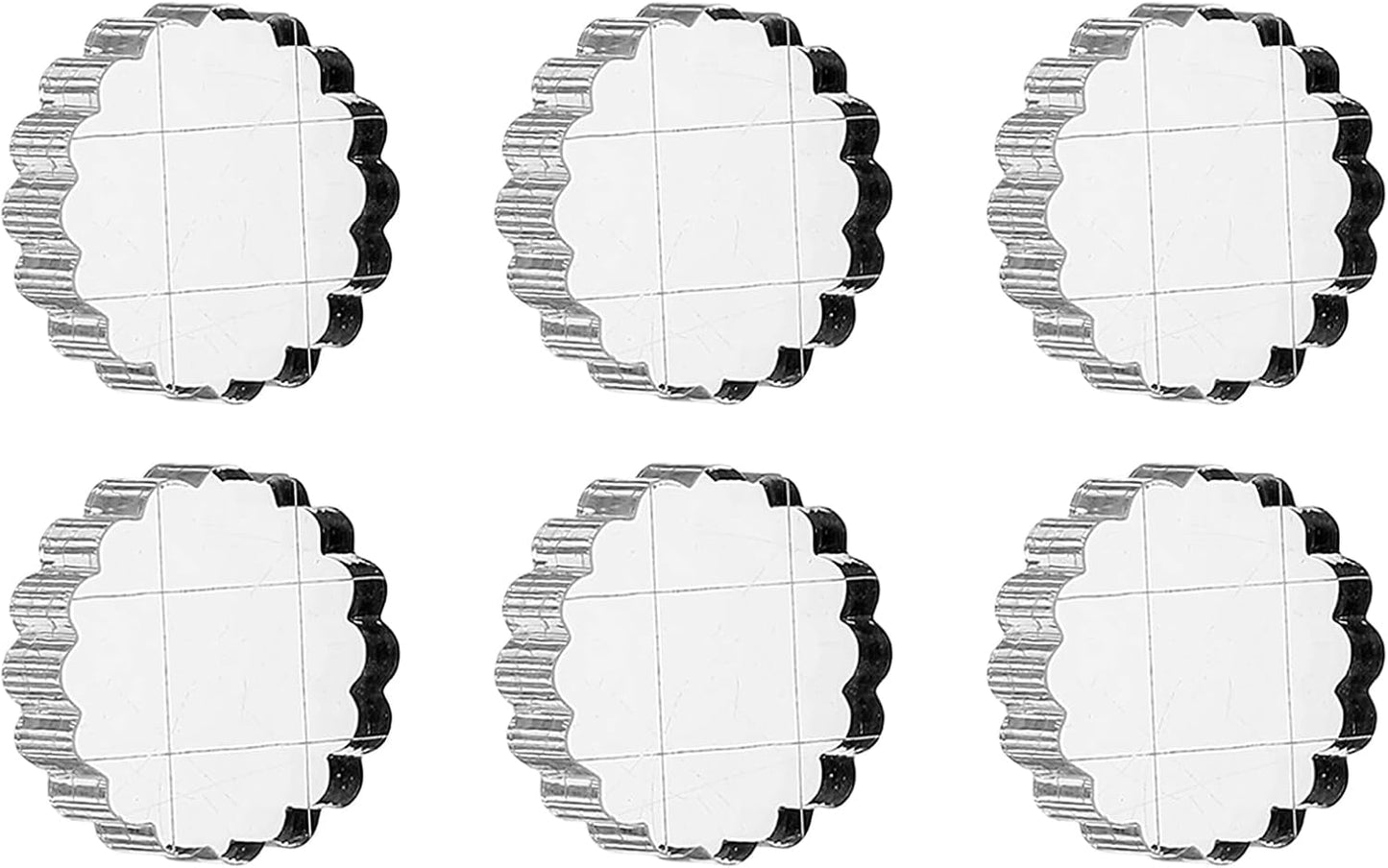 PATIKIL 1" Acrylic Stamp Block, 6Pcs Clear Stamping Block with Grid Lines Decorative Mounting Blocks Round for Scrapbooking DIY Crafts Card Making
