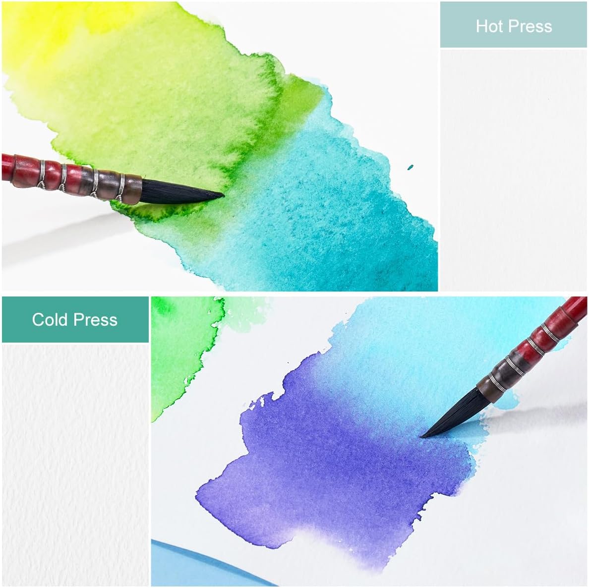 Lightwish Square Watercolor Journal,100% Cotton,300gsm/140lb,Acid-Free,24 Sheets Hot Press Watecolor Sketchbook for Artists Adults Students,4.7 * 4.7 Inches(Light Green)