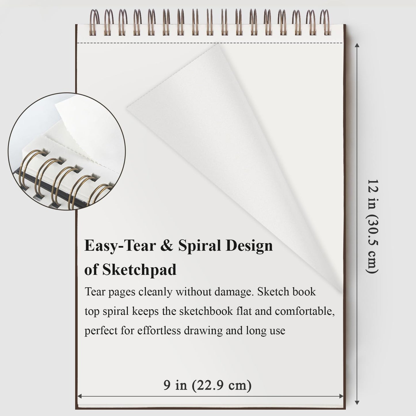 Fuxi 9" x 12" Sketch Book, Top Spiral Bound Sketch Pad, 100 Sheets 68lb/100gsm Acid-Free Drawing Paper, Art Sketchbook for Drawing Pad for Kids Artists & Beginners Professional Art Supplies for Adults