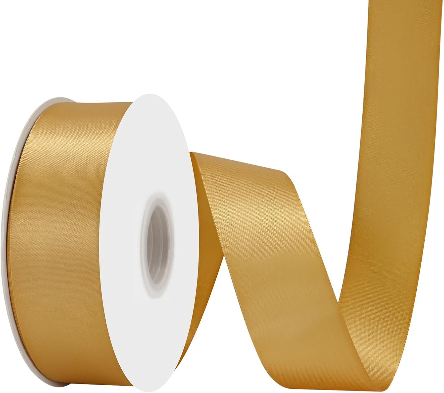 Old Gold Satin Ribbon 1-1/2" X 50 Yards Solid Color Double Faced Ribbons Perfect for Crafts Wedding Decor Bow Making Arts Sewing and More