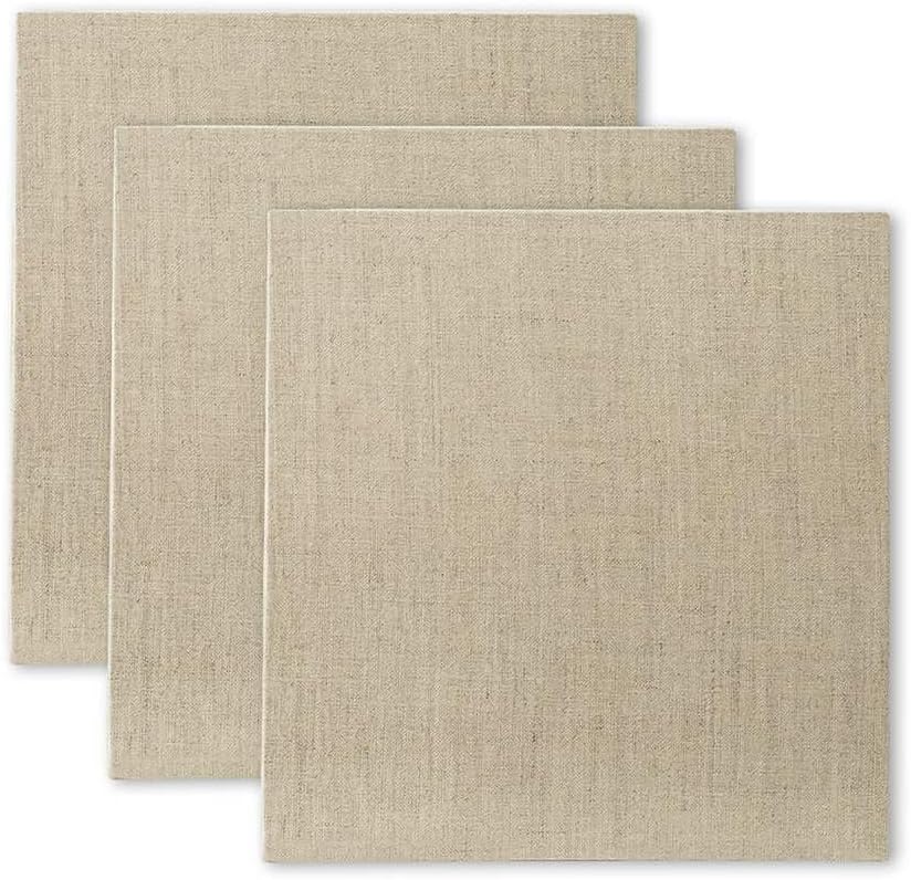 Senso Clear Primed Linen Panels - 12x12-3 Pack of Panels for Painting Oils, Acrylics, Pastels and More
