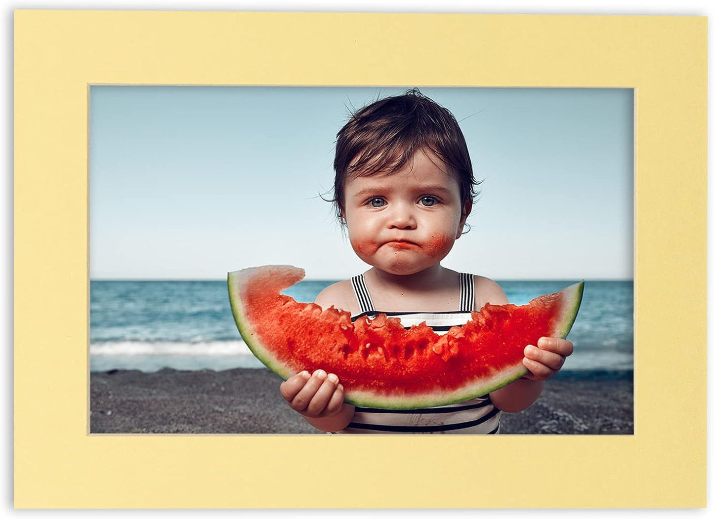 6x8 Mat for 8x10 Frame - Precut Mat Board Acid-Free Soft Yellow 6x8 Photo Matte Made to Fit a 8x10 Picture Frame, Premium Matboard for Family Photos, Show Kits, Art, Picture Framing, Pack of 1 Mat