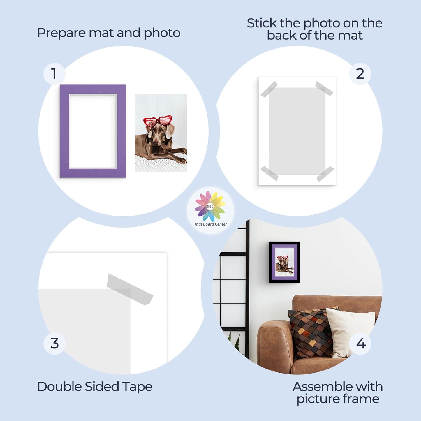 Mat Board Center, Pack of 25, 5x7 for 4x6 Mixed Color Mats - Acid Free, 4-ply Thickness, White Core - for Pictures, Photos, Framing