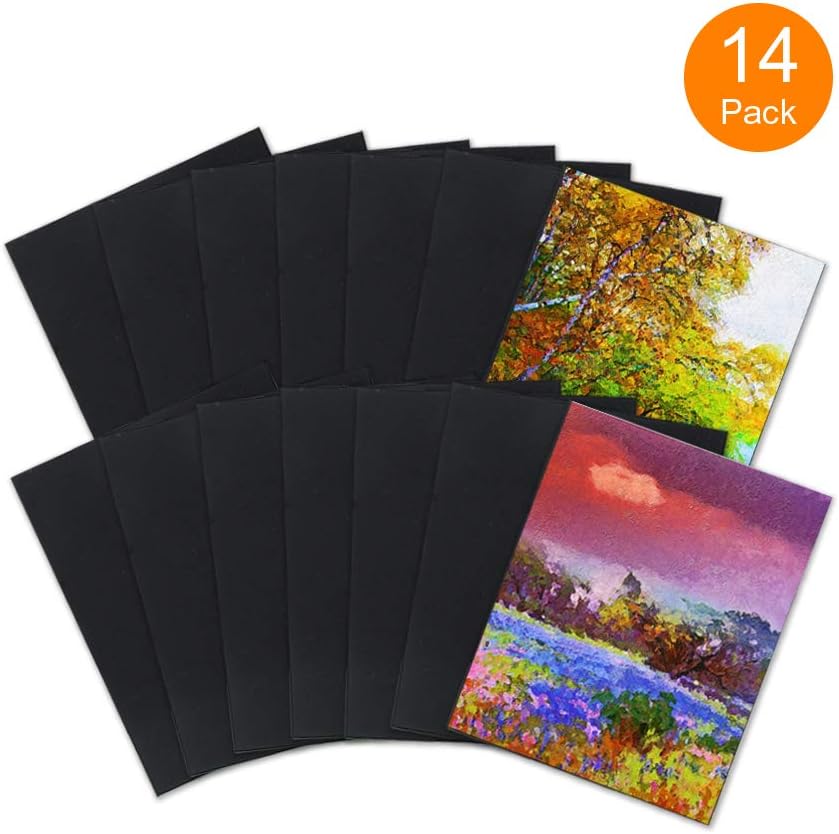 CONDA Black Canvases for Painting, Canvas Panels 8x10 inch, Pack of 14, 100% Cotton Acid-Free, 8 oz Gesso-Primed, Art Boards for Oil & Acrylic Painting