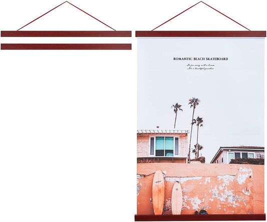 Artmag Magnetic Poster Hanger Frame, 12x18 12x16 12x24 Light Wood Wooden Magnet Canvas Artwork Print Poster Hangers Frames Hanging Kit (Mahogany, 12")