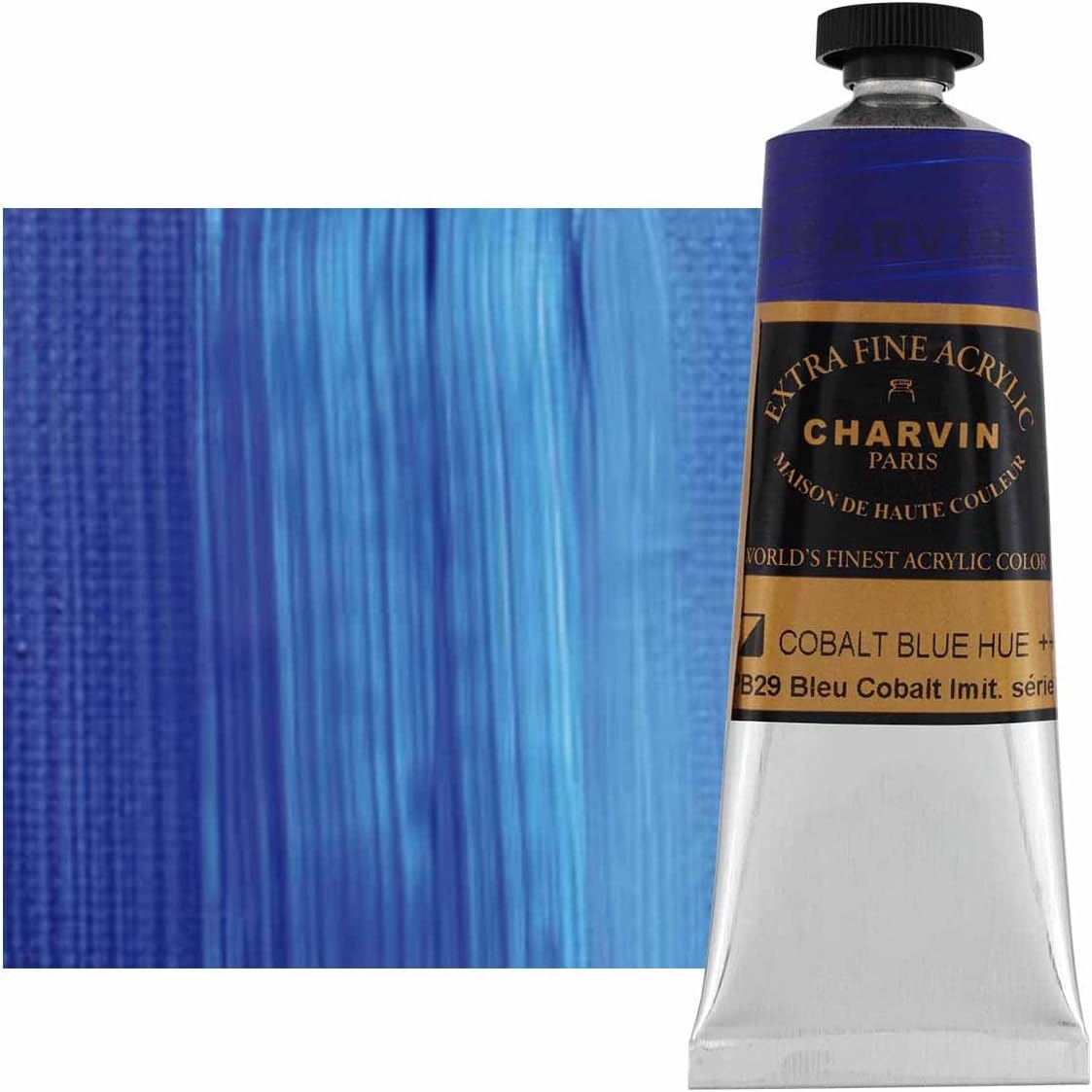 Charvin Extra Fine Professional Acrylic Paint - Cobalt Blue Hue, 150ml Tube, Triple-Milled, Lightfast Pigments, Open Stock Artist Acrylic Paints in Nature-Inspired Hues